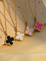 1 Set Stainless Steel Clover Jewellery Set Necklace Bracelet Ring Earrings Simple Fashion Matching Set 6